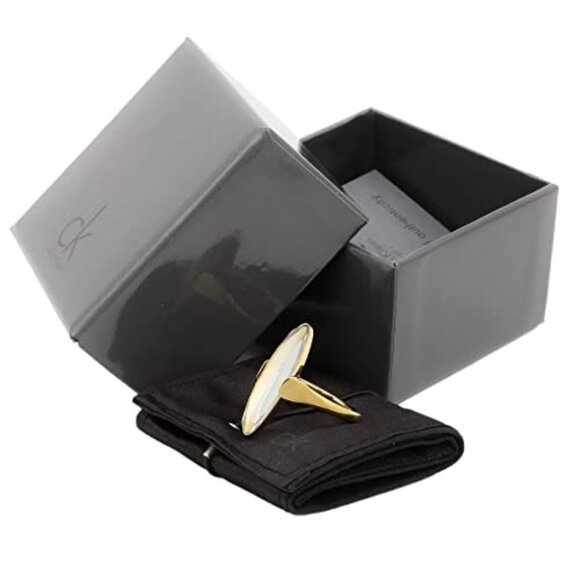 Calvin Klein Continuity Slim Oval Faceted Yellow Glass Stone Ring Size 9… - Picture 3 of 5